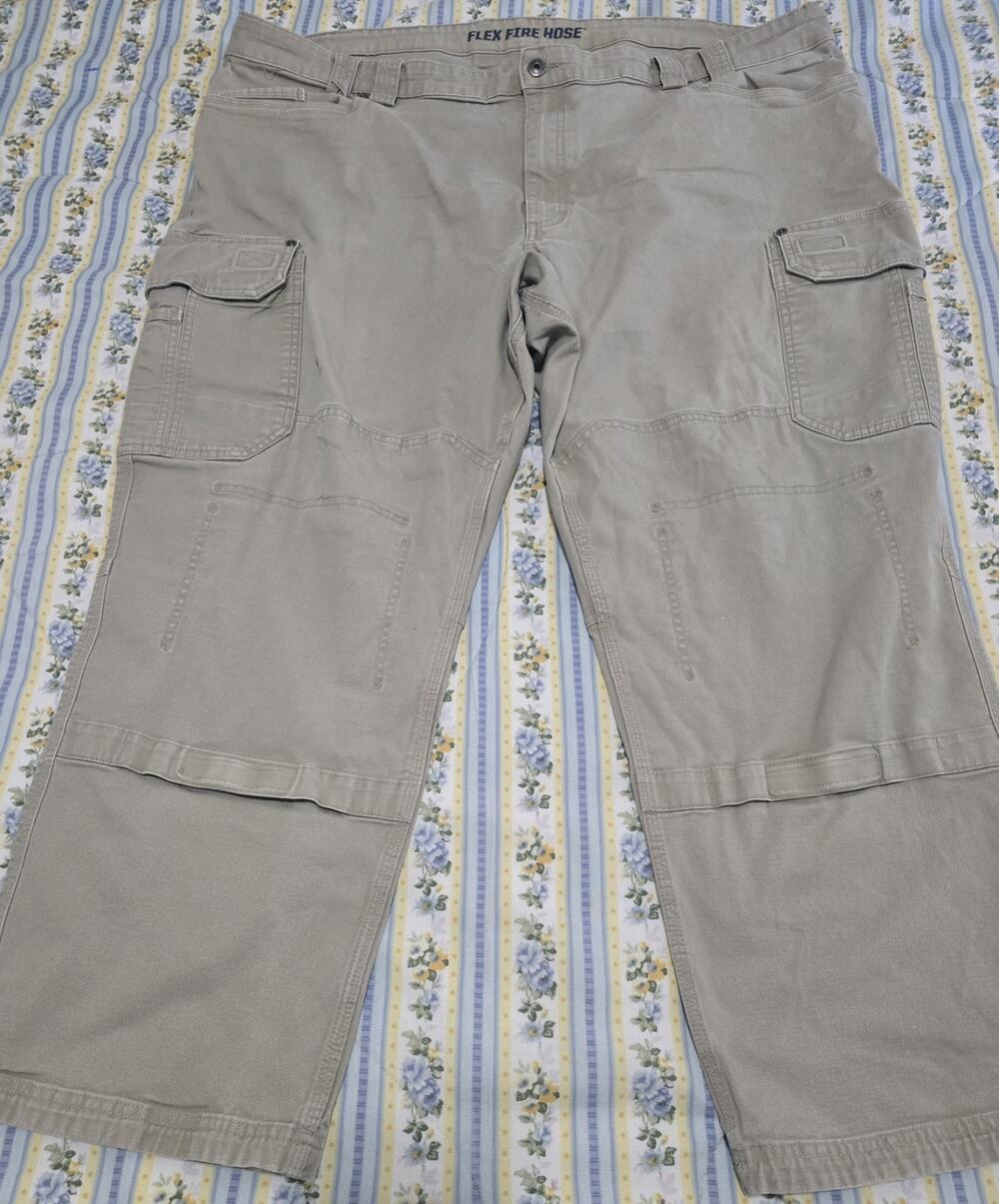 Duluth Trading Co Flex Fire Hose Relaxed Fit Cargo Pants Khaki 48x30